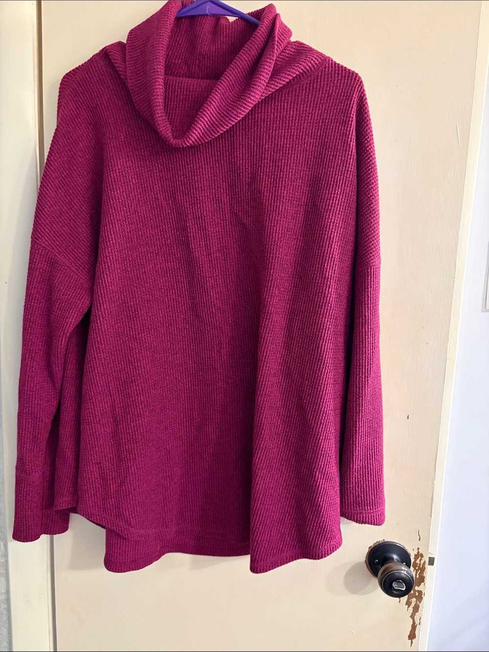 Time and Tru Magenta Cowl Neck Sweater